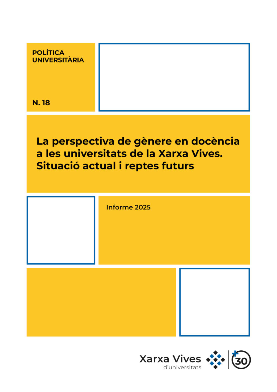 Book Cover: La perspectiva de gènere en docència a les universitats de la Xarxa Vives. Situació actual i reptes futurs (Informe 2025)